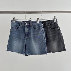 여성 여름 흑청 와이드 핫팬츠 워싱 청반바지