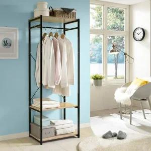 60행거 원룸 옷걸이선반 원목철제 옷장수납 벽 거치대 스탠드옷걸이 이동식행거