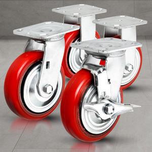 우레탄 대차바퀴 6인치 중량용 적색 캐스터 물류센터 인라인교체 창고 짐수레 구르마