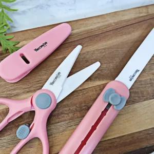 예꼬맘 휴대용 세라믹 가위 칼 주방 이유식 조리도구 여행 캠핑 케이스 포함