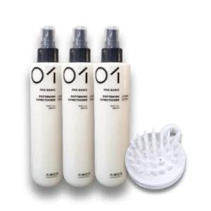 아모스 소프트닝 컨디셔너 750ml(250mlx3개)+샴푸브러쉬 건강한헤어