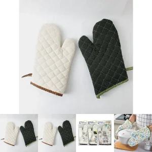린넨 오븐 주방 장갑 2p 화이트 중/디자인 내열 냄비 요리 부엌 베이킹 쿠킹 전자렌지 오븐용 가정용