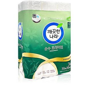 롤화장지 두루마리휴지 순수 깨끗한나라 도톰한화장지 프리미엄 3겹 30m 30롤 화장지 두루마리화장지 페이