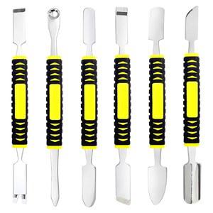 [미국배송] 6피스 메탈 스틸 스푸저 프라이 바 공구 세트 듀얼 엔드 소형 크로우바 프로페셔널 오프닝 수리 키트 - 전자 휴대폰 노트북 태블릿 PC MP3