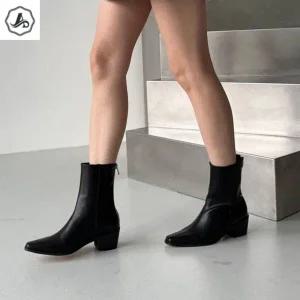 [애슬릿] 앵클 부츠 가을 여성 캐주얼 정장 통굽 미들 힐