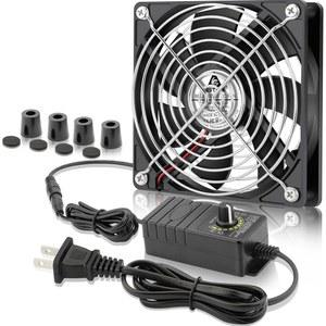 GDSTIME 120mm 컴퓨터 팬(AC 플러그 포함), 110V 120V 220V 240V AC 구동 가변 속도 컨트롤러 4V-12V(수신 증폭기 DVR 플레이스테이션 Xbox 부품 냉각 빌통 박스 성장 텐트 환기용)