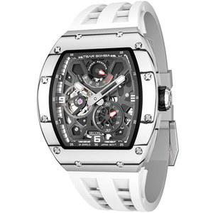 차르 봄바 남성용 럭셔리 자동 시계 - 탄소 섬유/세라믹 베젤 무브먼트 사파이어 유리 5천만 방수 스퀘어 손목시계 파워 리저브 표시