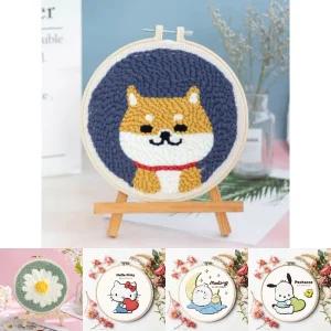 펀칭 자수 세트 (시바견) /DIY/수예/4단조절/전용바늘/원단도안/가정/임산부/학생/수업/취미/힐링/선물