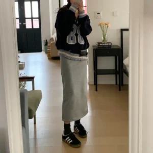 [앤샵] 레체 기모 H라인 뒷트임 밴딩 롱스커트(2color)