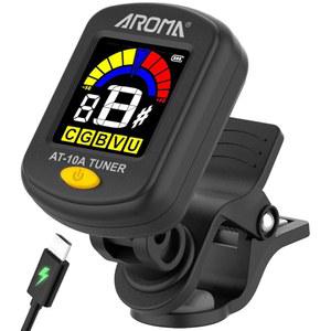 기타, 바이올린, 우쿨렐레, 위한 베이스, 클립, 케이블 튜너 아로마 정확한 빠르고 만돌린을 튜닝, 울루맥 기타 컬러 오렌지(타입-C 유채색 모드, 충전식 포함) 충전 풀 튜닝 디스플레이,