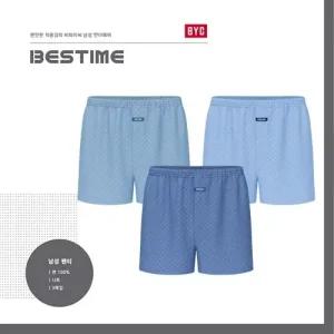 비와이씨 남성 베스타임 3매입 트렁크팬티 니트순면 MCF2250