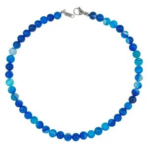 블루 아게이트 8mm 천연 원석 비즈 목걸이 써지컬