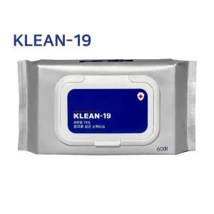 KLEAN19 살균 소독 물티슈 고함량 에탄올75% 찌든때 청소용 99.9% 항균 캡형 60매