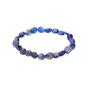 레타조이 8mm 여성용 라피스 라줄리 팔찌, 수제 보석 스트레치 탄력 힐링 크리스탈 팔찌 블루 스톤 구슬 장신구 보호 및 행운