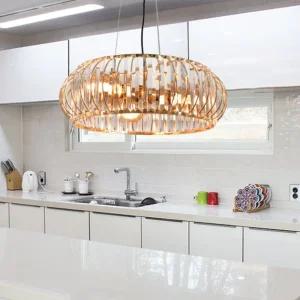 휴빛조명 LED 펜던트 크리스탈 패티 3등 골드 홈카페 매장조명