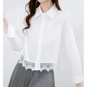 [하프클럽/패션]레이스뜨게패턴 셔츠블라우스 25FE3B2B