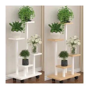 이동식 4단 화분받침대 화분진열대 베란다 바퀴달린 진열대