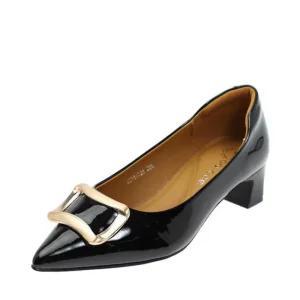 [갤러리아] 고세 여성 데일리 골드 사각장식 펌프스 OZP5F025 블랙 4CM