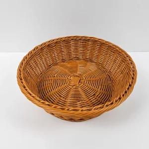 등나무 과일바구니 원형 소품 채반 빵진열트레이