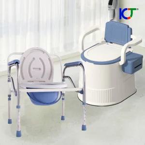 이동식 변기 좌변기 화장실 야외 캠핑용 간이 요강 접이식 휴대용 환자용 노인용 노약자 의료용 의자 양변기 실버 어르신 요양