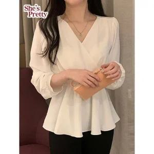 [하프클럽/]미카허리리본랩블라우스 L까지