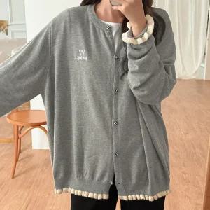 [09초이스] 쁘띠 프릴 리본 자수 가디건 83739 빅사이즈 여성의류