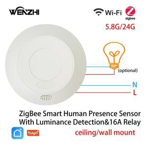 ZigBee/WiFi MmWe 레이더 조명 스위치 광도 감지용 인체 존재 모션 센서 110/220V Tuya Smart Life Home