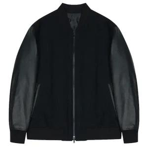 [롯데백화점]지이크 F/W 럭셔리 울 배색 바시티레더 블랙 자켓 PJG9005