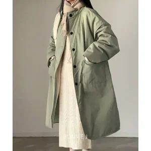 [보니앤제이]하이넥 리버서블 뽀글이 양털 야상 롱 자켓 점퍼_P375918521