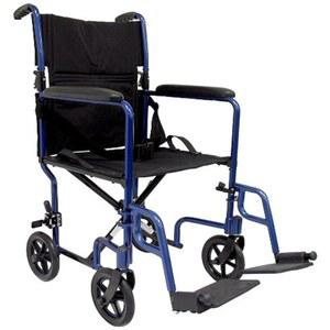 카르만 헬스케어 LT-2019-BD 접이식 알루미늄 운송 의자, 탈착식 발판, 부르고뉴, 19인치 좌석 너비