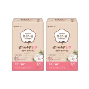 좋은느낌 생리대 탐폰 순면 젤그립 안심 슈퍼 12pX2팩 BNS