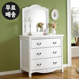 [벤티스가구]댄디 엔틱 화장대 세트 수납 서랍장 안방 가구 서랍형 화장대 900 고급 거울 화이트