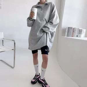 [보리보리/보리맘]하프 집업 롱 티셔츠 미니 원피스 빅사이즈 임부복 봄 가을 Fc040