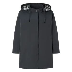 닥스 여성 24FW [스테디셀러][면] 네이비 체크 배색 탈착 후드 하프 점퍼 WKJU4D805N3