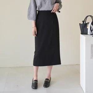 [데일리앤] 루아르 S/M/L 3사이즈 H라인 지퍼 트임 백 슬릿 롱 스커트 베이직 가을 치마 하객룩 오피스