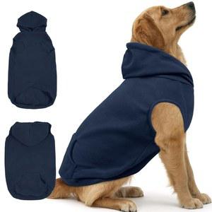 대형견용 IECOII 반려견 스웨트셔츠, 목줄 구멍이 있는 후드 플리스 조끼, 자이언트 품종용 XXXL 반려견 스웨터, 가을 겨울용 따뜻한 폴라 플리스 대형견 후드티, 라브라도르, 도베르만, 블루, 3XL