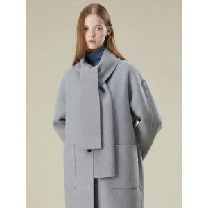 [하프클럽/써스데이아일랜드]머플러 핸드메이드 코트(T238MCT248W)