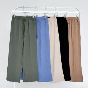 여름긴바지 얇은 밴딩 인견 바지 여자 여름 팬츠