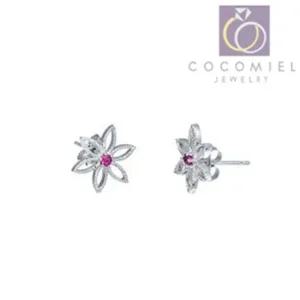 핑크 큐빅 플라워 S-13-E 귀걸이 실버이어링 은귀걸이 은귀걸이 순은귀걸이 925실버귀걸이