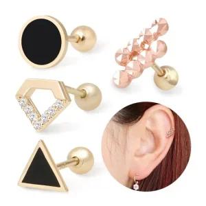 14K 블랙 포인트 큐빅 로즈골드 골드 금 피어싱 바벨피어싱 데일리피어싱 골드피어싱