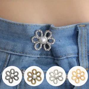 청바지 허리 줄이기 조절 옷핀 단추 바지 줄임 버클 2type 꽃 모양 치마 클립 수선 핀 클때 셀프 삔 요술 매직 버튼