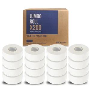 우림 점보롤 물에잘녹는 200m(2겹)x16롤 대용량 업소용 천연펄프 휴지