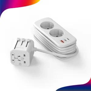 넥스트유 플러온 M1 올인원 해외 여행용 멀티탭 2구 USB 1포트 C 2포트 일체형 고속충전기 047TC-2AC