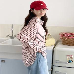 [시노코]블룸 오버핏 린넨 스트라이프 긴팔 셔츠 W25SH302