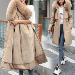 티류으스 여성 겨울 신상 슬림핏 패딩 코트 기모 털가죽 일체 아우터 Lyw