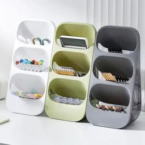 (3단) 데스크 오거나이저/정리함/책상/수납장/플라스틱/리모컨/소품/문구/다용도/꽂이/수납함/볼펜/연필