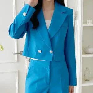 여자 출근룩 수트핏 오버랩 크롭자켓 자켓_4