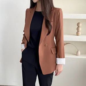 여자 가을 싱글 심플 버튼 빅 영국 카라 자켓_4