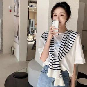 [하프클럽/]케이프 숄카라 스카프어부바 데일리 줄무늬 뜨개탑