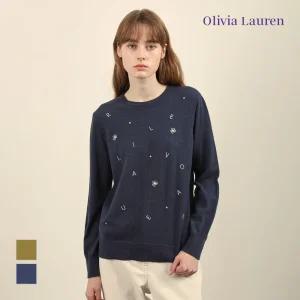 [올리비아로렌] 레터링 하프넥 풀오버_VOCBL4W9351